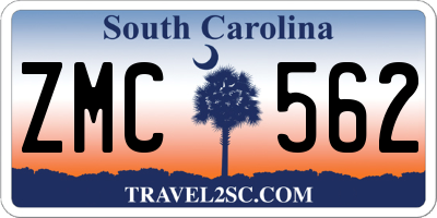 SC license plate ZMC562