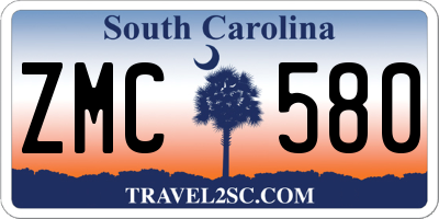 SC license plate ZMC580