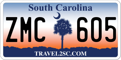 SC license plate ZMC605