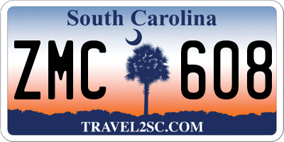 SC license plate ZMC608