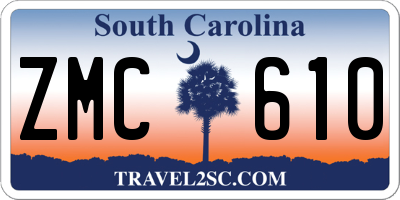 SC license plate ZMC610