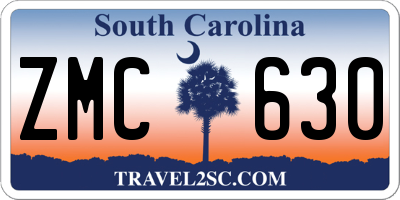 SC license plate ZMC630