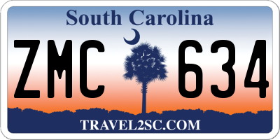 SC license plate ZMC634
