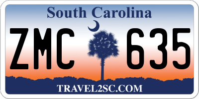 SC license plate ZMC635