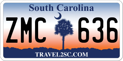 SC license plate ZMC636