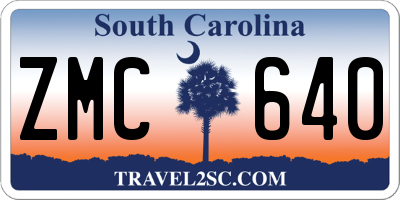 SC license plate ZMC640