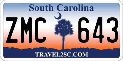 SC license plate ZMC643
