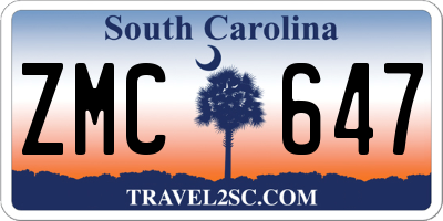 SC license plate ZMC647
