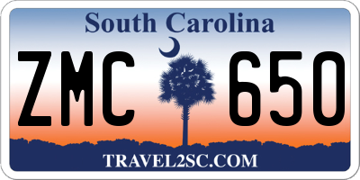 SC license plate ZMC650