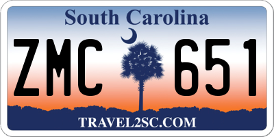 SC license plate ZMC651