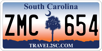 SC license plate ZMC654