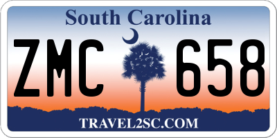 SC license plate ZMC658