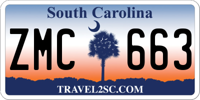 SC license plate ZMC663