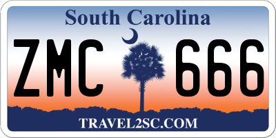 SC license plate ZMC666