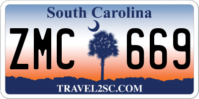 SC license plate ZMC669