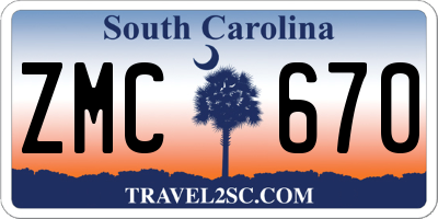 SC license plate ZMC670