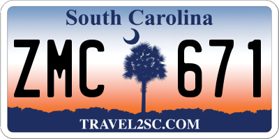 SC license plate ZMC671