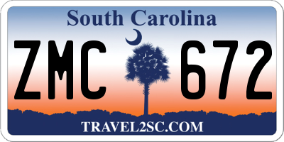 SC license plate ZMC672