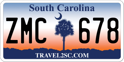SC license plate ZMC678