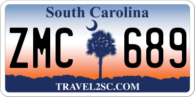 SC license plate ZMC689