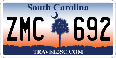 SC license plate ZMC692