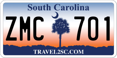 SC license plate ZMC701