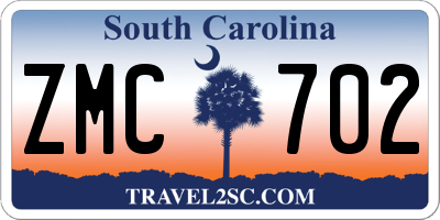 SC license plate ZMC702