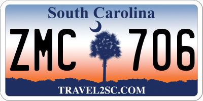 SC license plate ZMC706