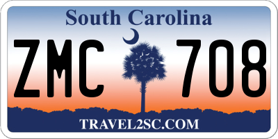SC license plate ZMC708