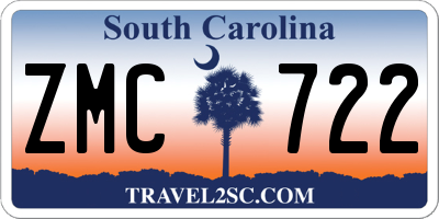 SC license plate ZMC722