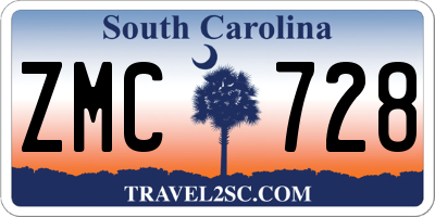 SC license plate ZMC728