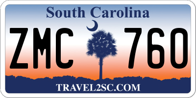 SC license plate ZMC760
