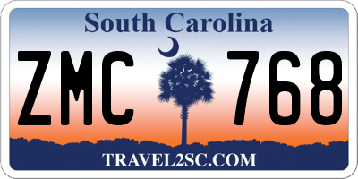 SC license plate ZMC768