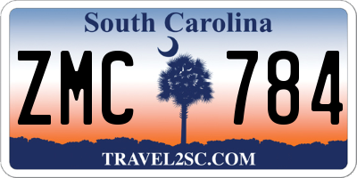SC license plate ZMC784