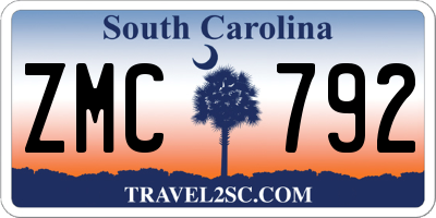 SC license plate ZMC792
