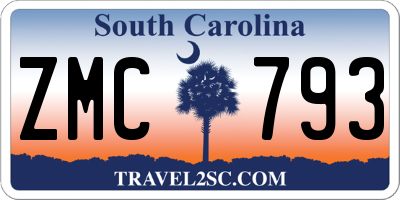SC license plate ZMC793
