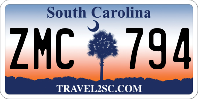 SC license plate ZMC794