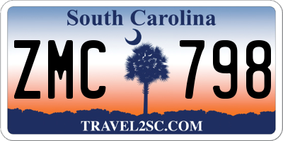 SC license plate ZMC798