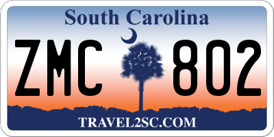 SC license plate ZMC802