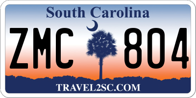 SC license plate ZMC804