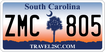 SC license plate ZMC805