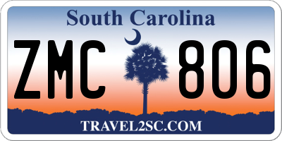 SC license plate ZMC806