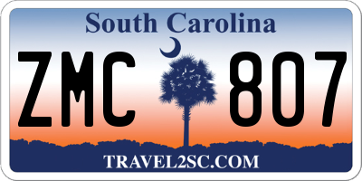 SC license plate ZMC807