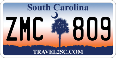 SC license plate ZMC809