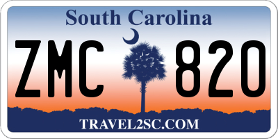 SC license plate ZMC820