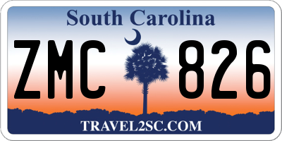 SC license plate ZMC826