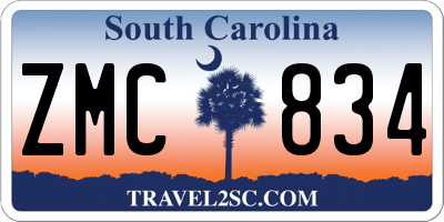 SC license plate ZMC834