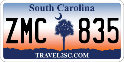 SC license plate ZMC835