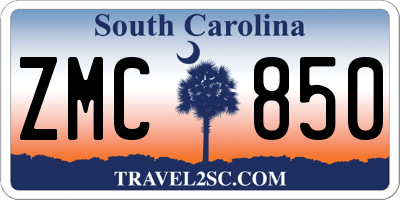 SC license plate ZMC850