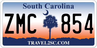 SC license plate ZMC854